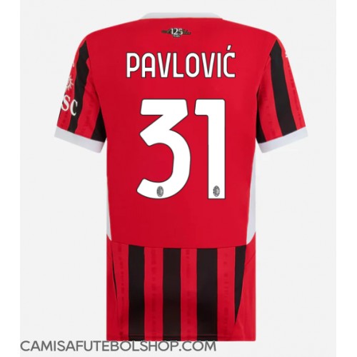 Camisa de time de futebol AC Milan Strahinja Pavlovic #31 Replicas 1º Equipamento Feminina 2024-25 Manga Curta